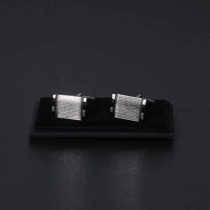 YiLi Silver Striped Cufflinks For Professional Use