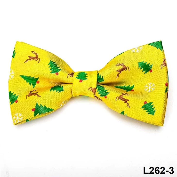 Elegant Snowflakes Christmas Tree Reindeer Bowtie - Festive Holiday Neckwear