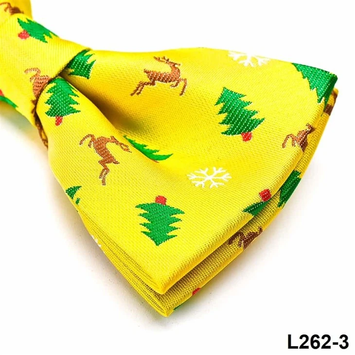 Elegant Snowflakes Christmas Tree Reindeer Bowtie - Festive Holiday Neckwear