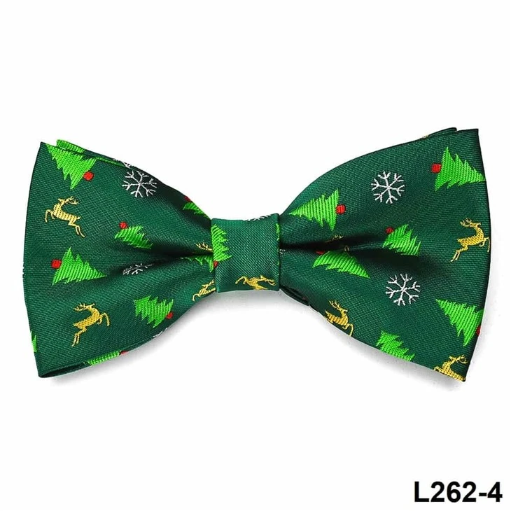 Elegant Snowflakes Christmas Tree Reindeer Bowtie - Festive Holiday Neckwear